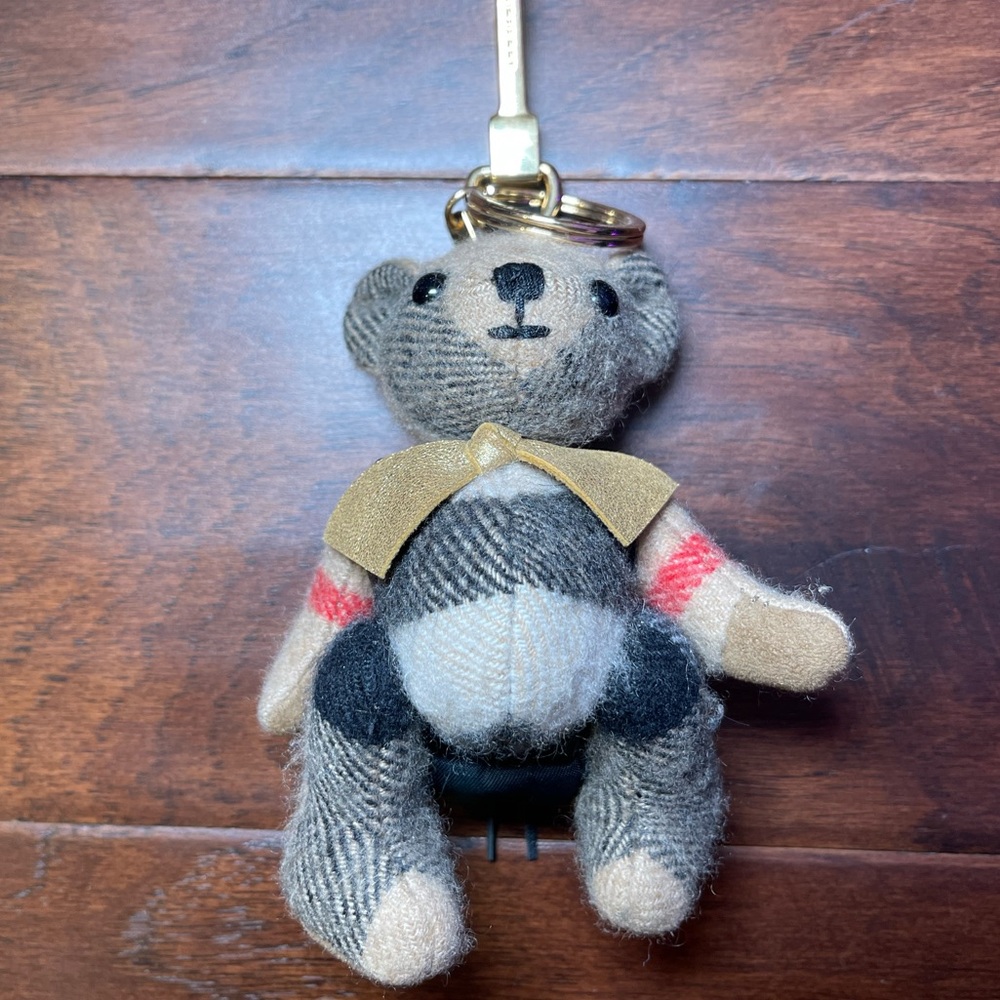 Burberry 'Thomas Rucksack Bear' Check Cashmere Bag Charm